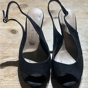 Vince Camuto Black Suede Slingback Heels